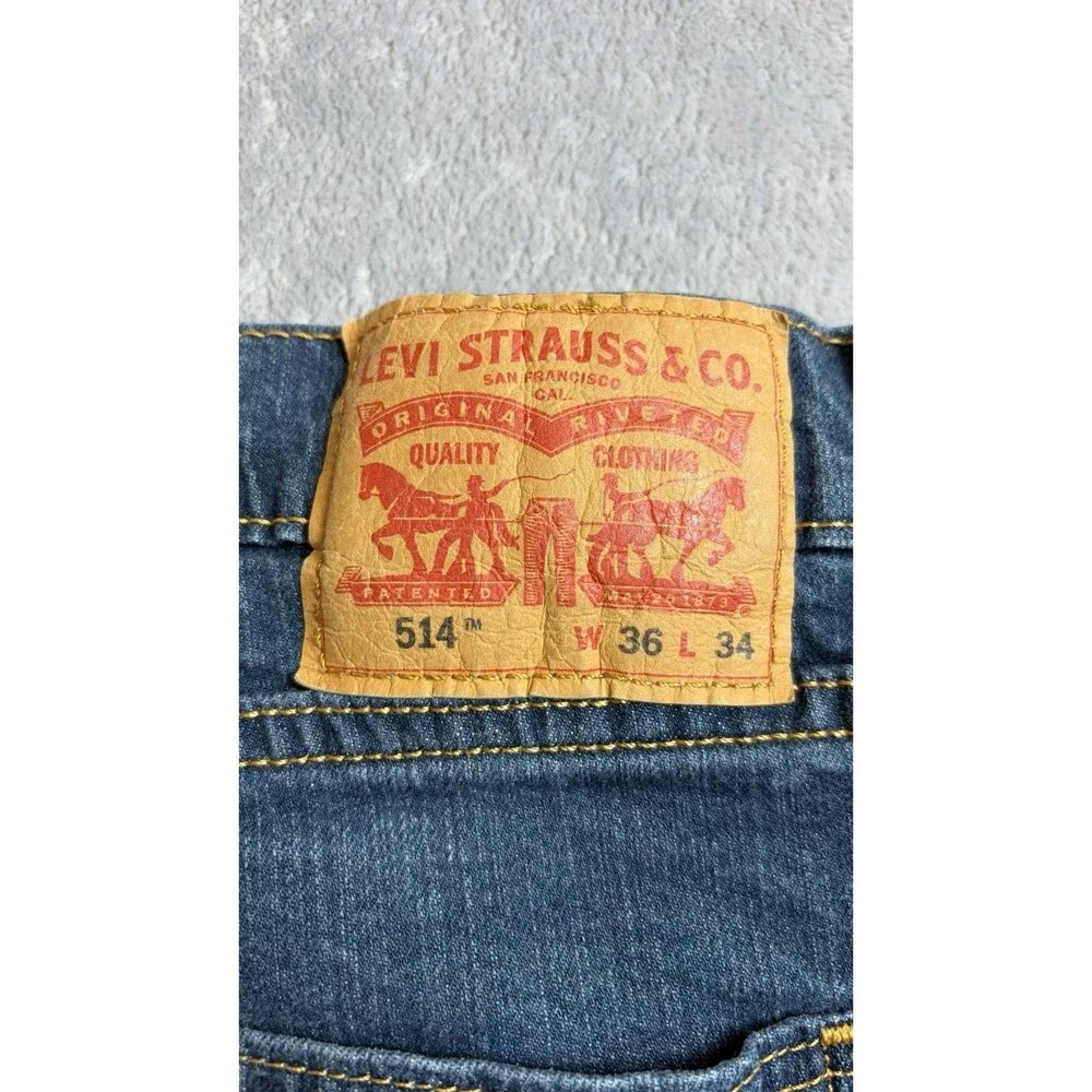 Levi’s 514 Jeans Mens Size 36 x 34 Blue Denim Straight Leg EUC